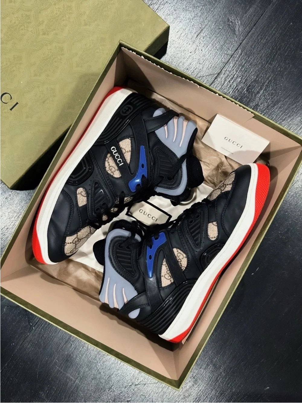 Gucci Demetra Black, Beige & Red High-Top Sneaker